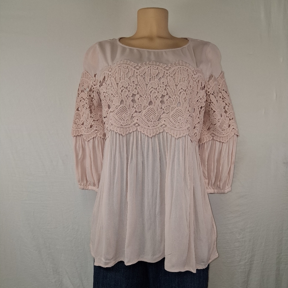 Jessica Simpson Maternity Lace Blouse - Soft Pink